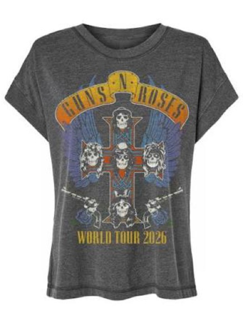 Guns N Roses Official Concert T-Shirt Women’s Charcoal Gray